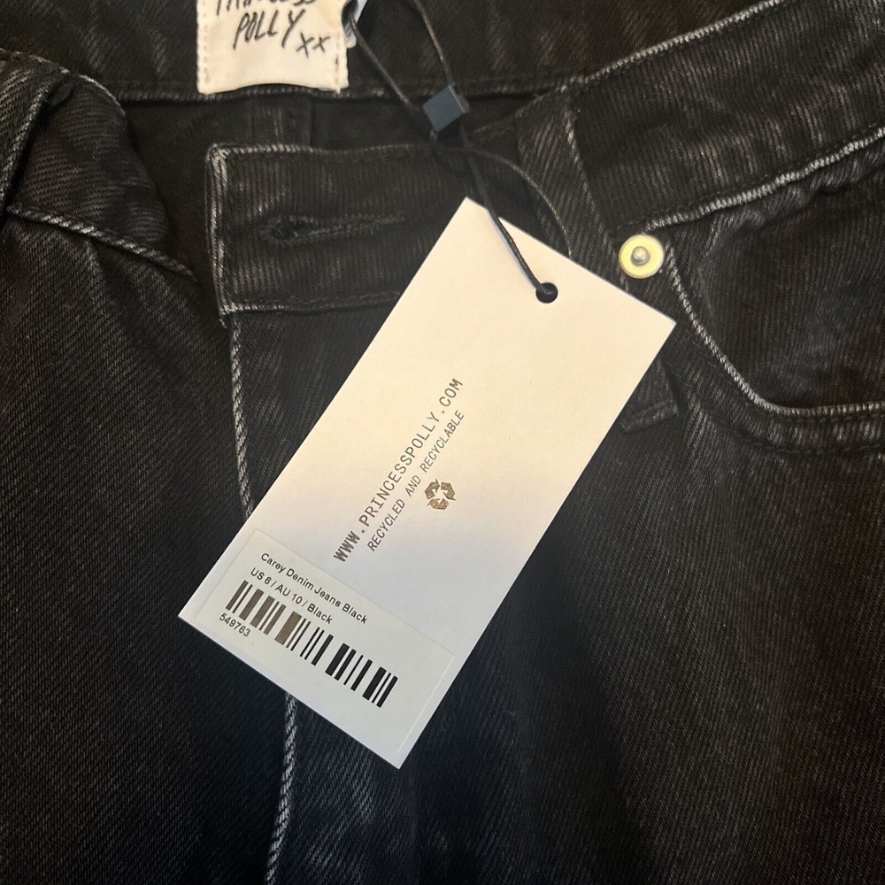 Princess Polly Carey Denim Jeans Black Size 6 NWT - Picture 2 of 9